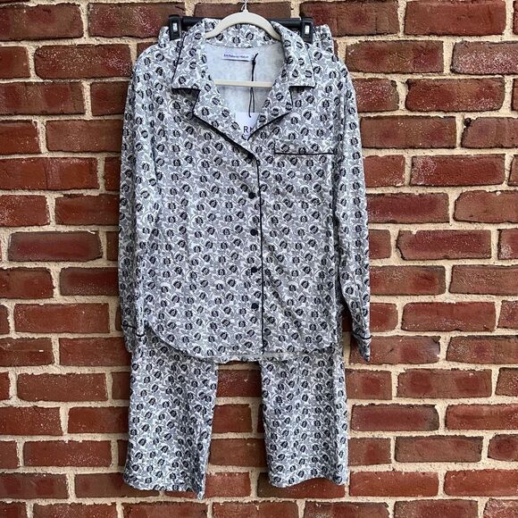 Rebecca Minkoff $159 Notch Collar Pajama Set large NWT - Picture 2 of 6